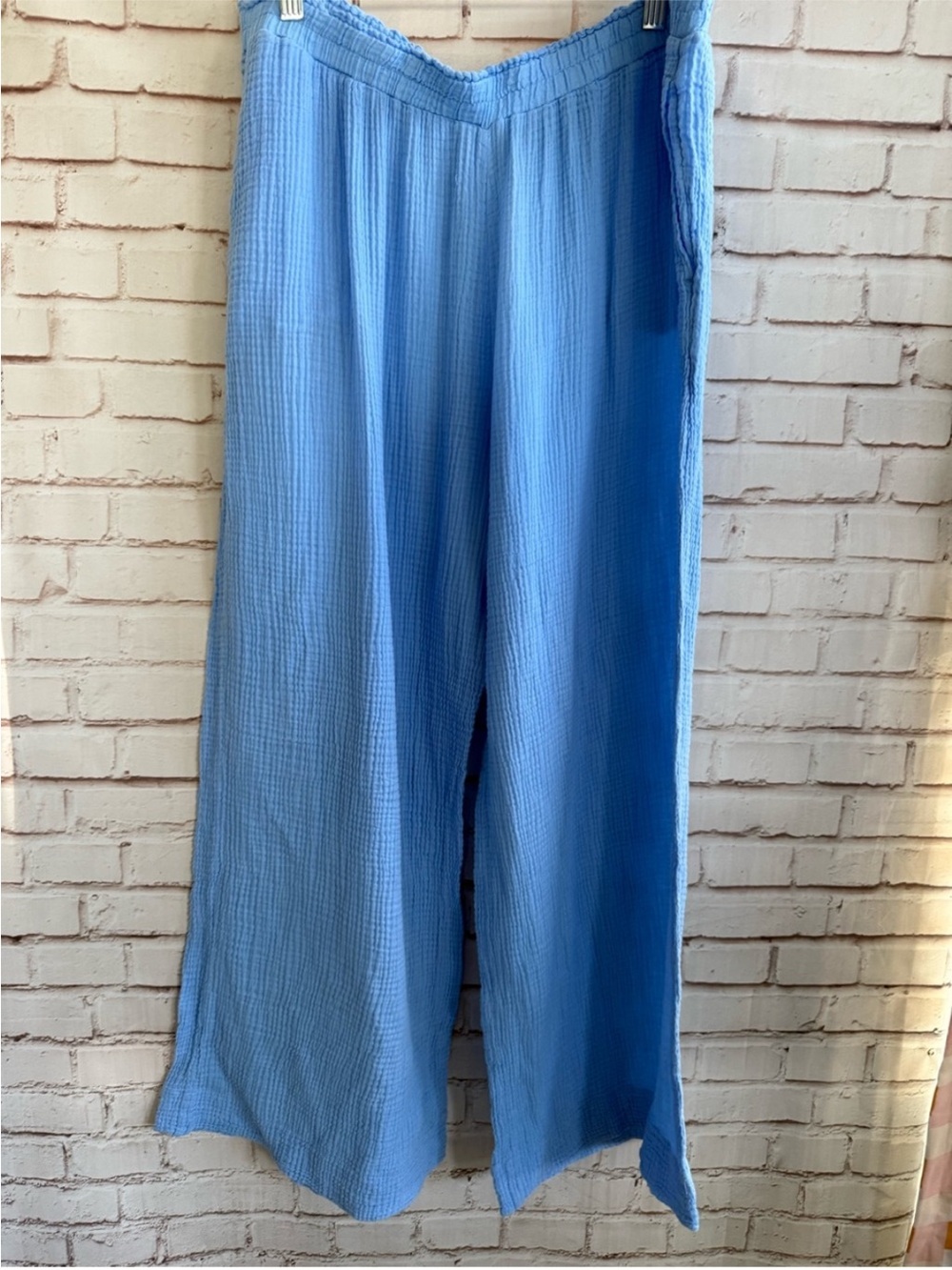 Shade and Shore Light Blue Summer Gauze Wide-Leg Pants XL